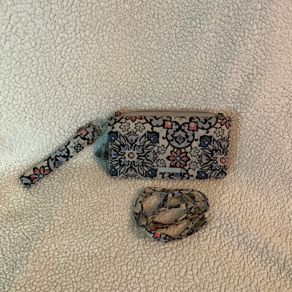 Vera Bradley Gray and Blue Wristlet Clutch